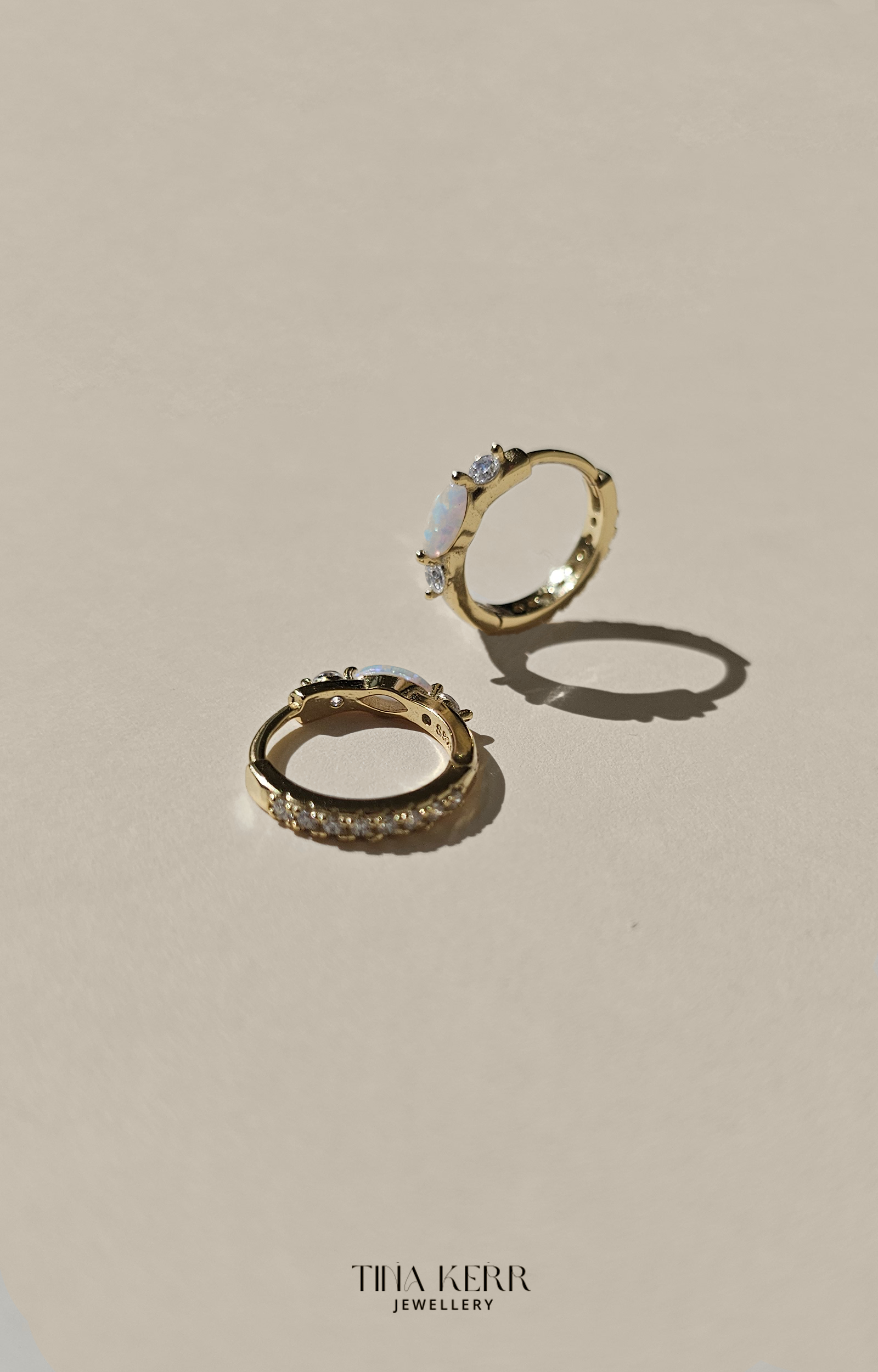 Opal Huggie Hoop Earrings