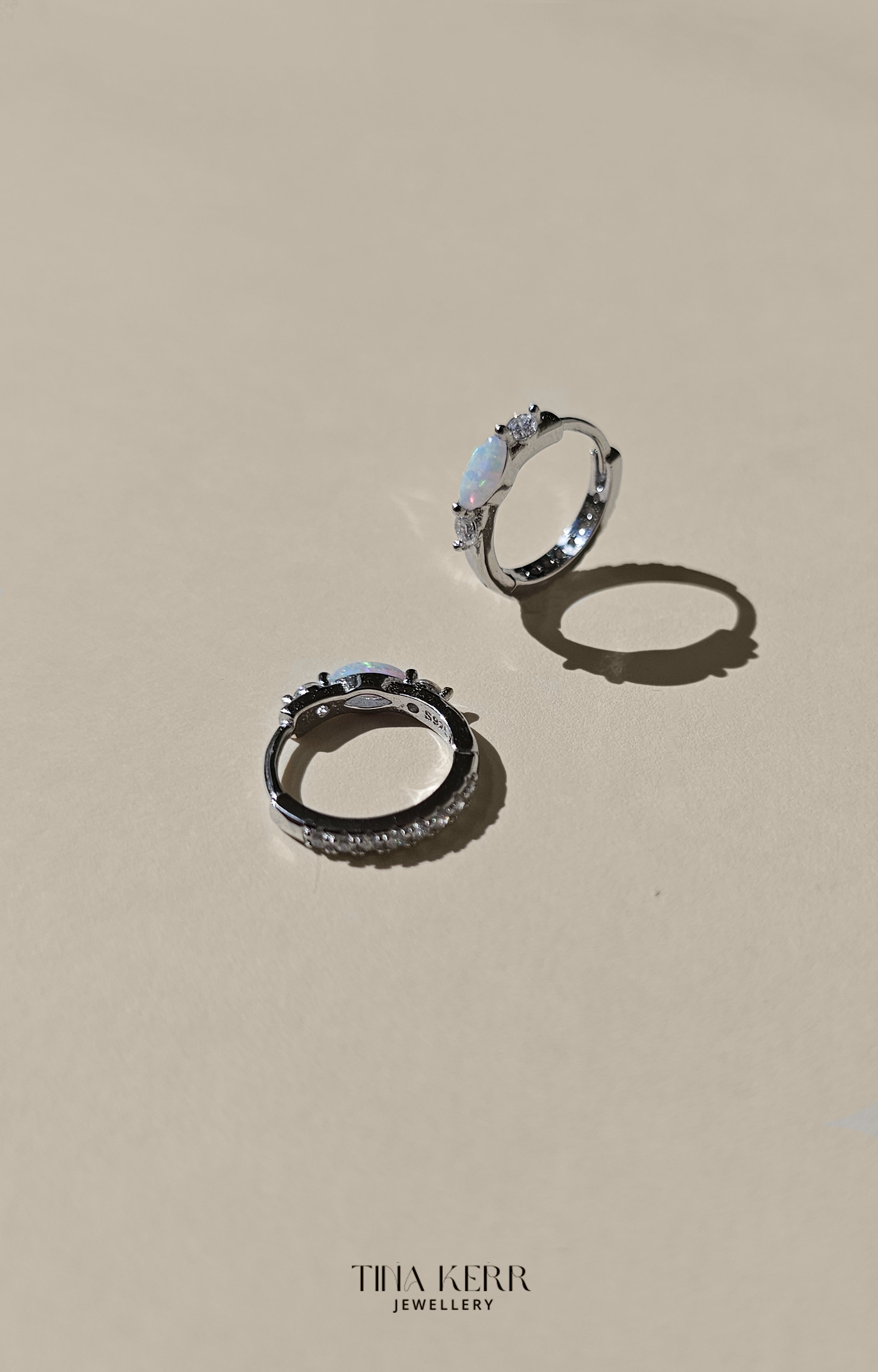 Opal Huggie Hoop Earrings