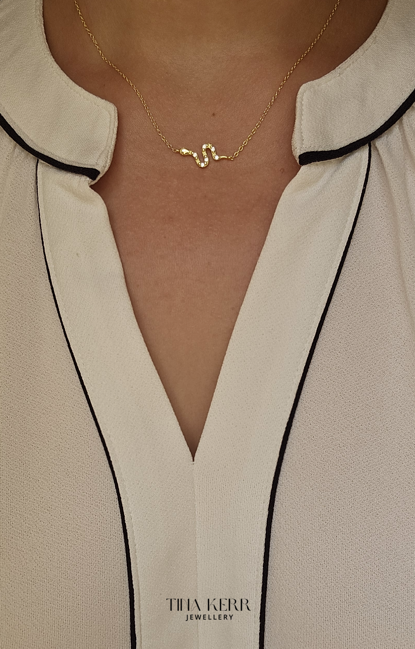 Dainty Snake CZ Necklace