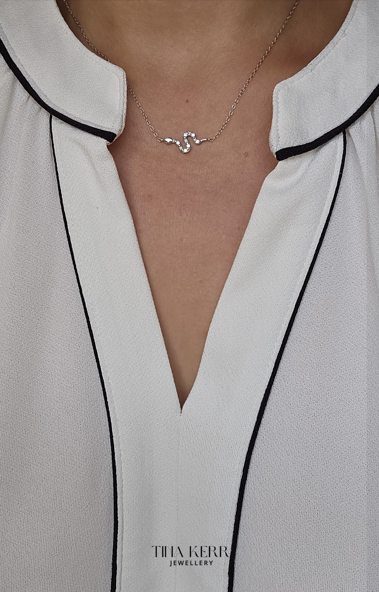 Dainty Snake CZ Necklace