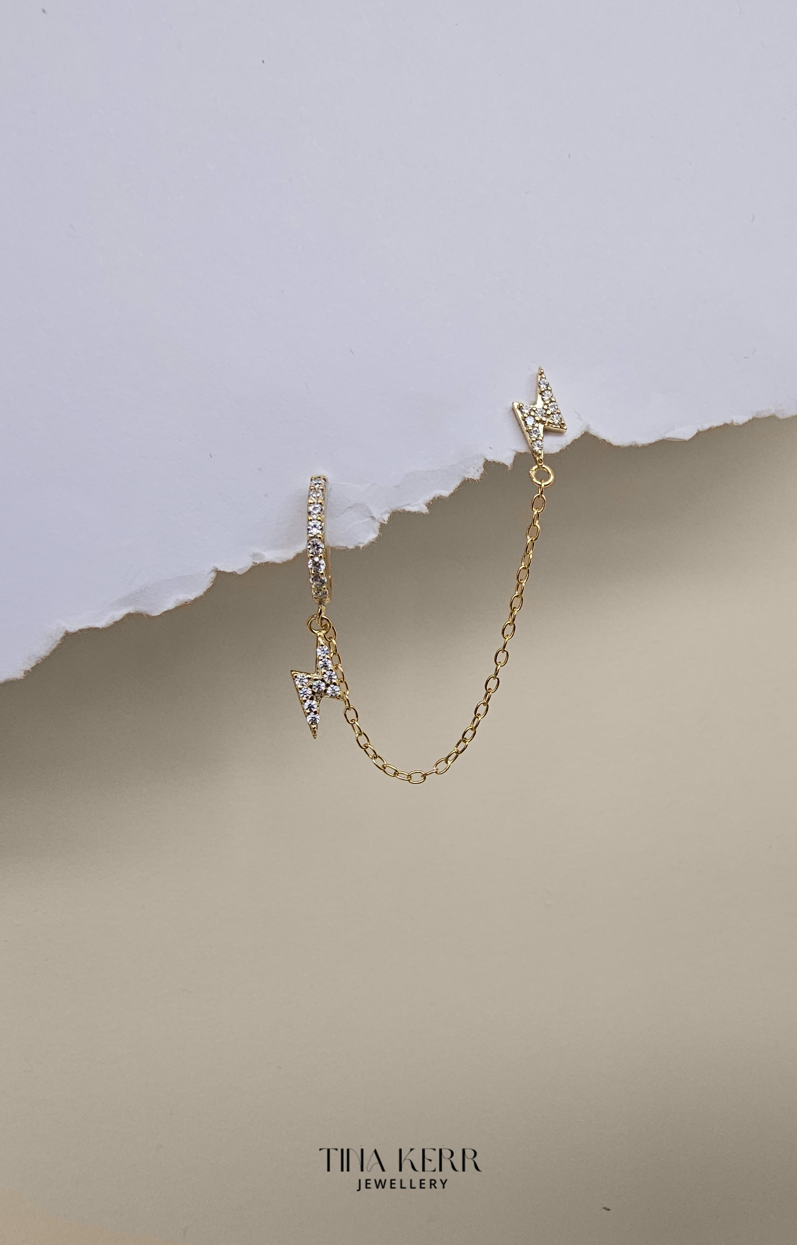 Bolt Dangly Hoop Chain Earring