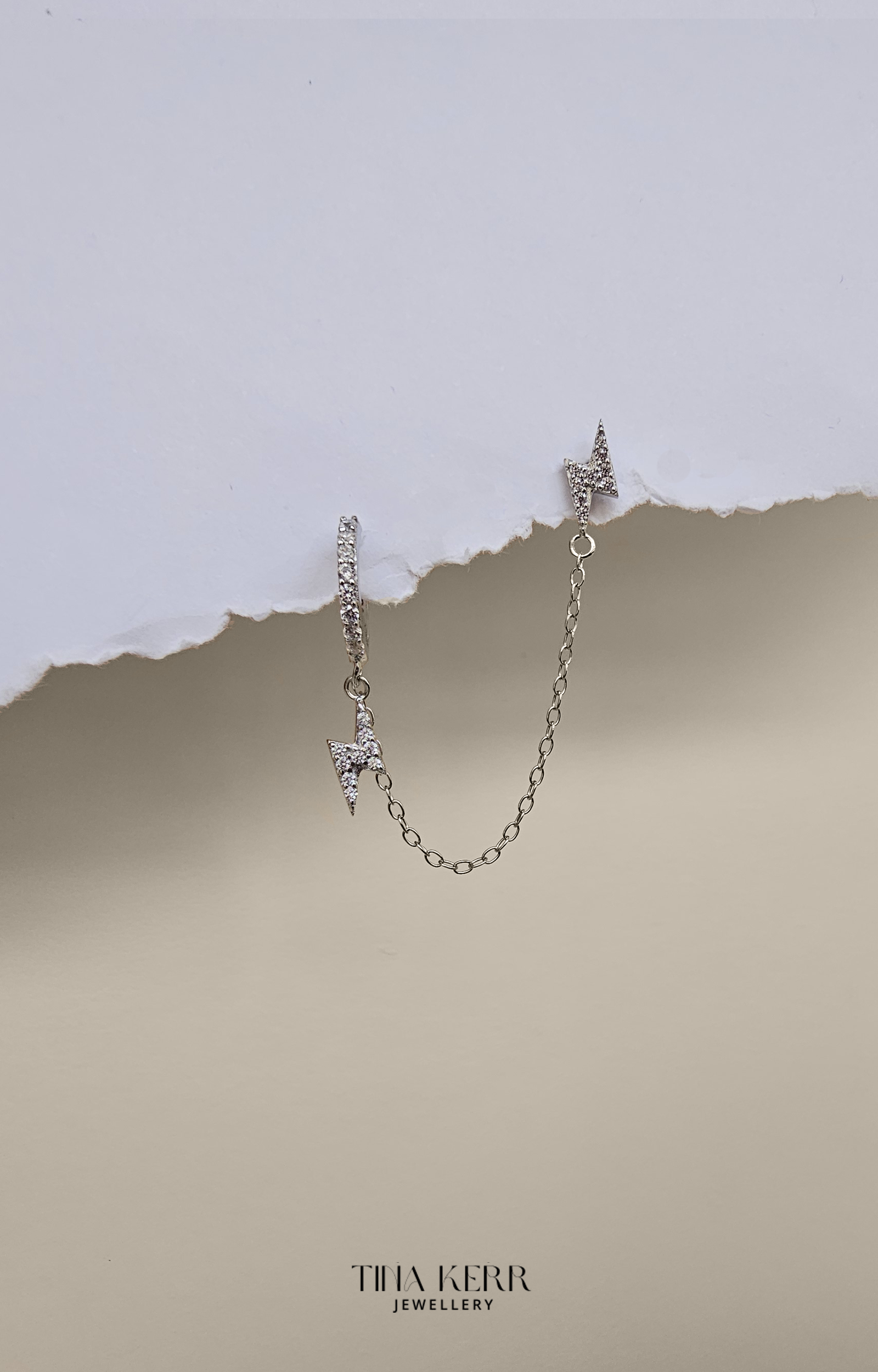 Bolt Dangly Hoop Chain Earring