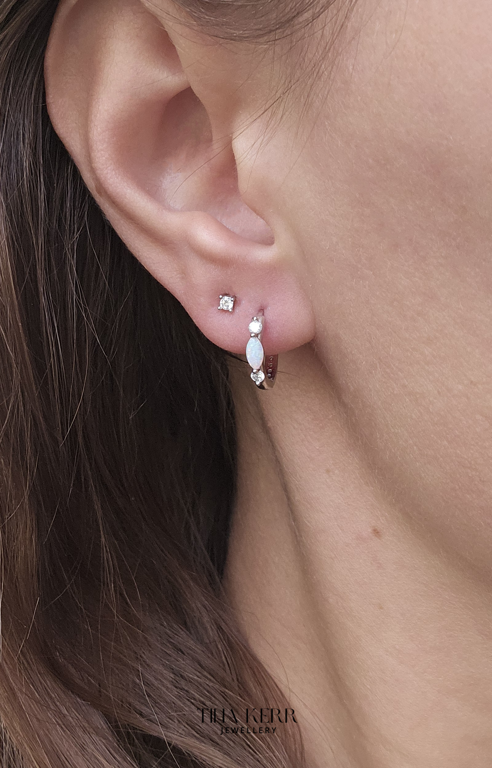 Opal Huggie Hoop Earrings