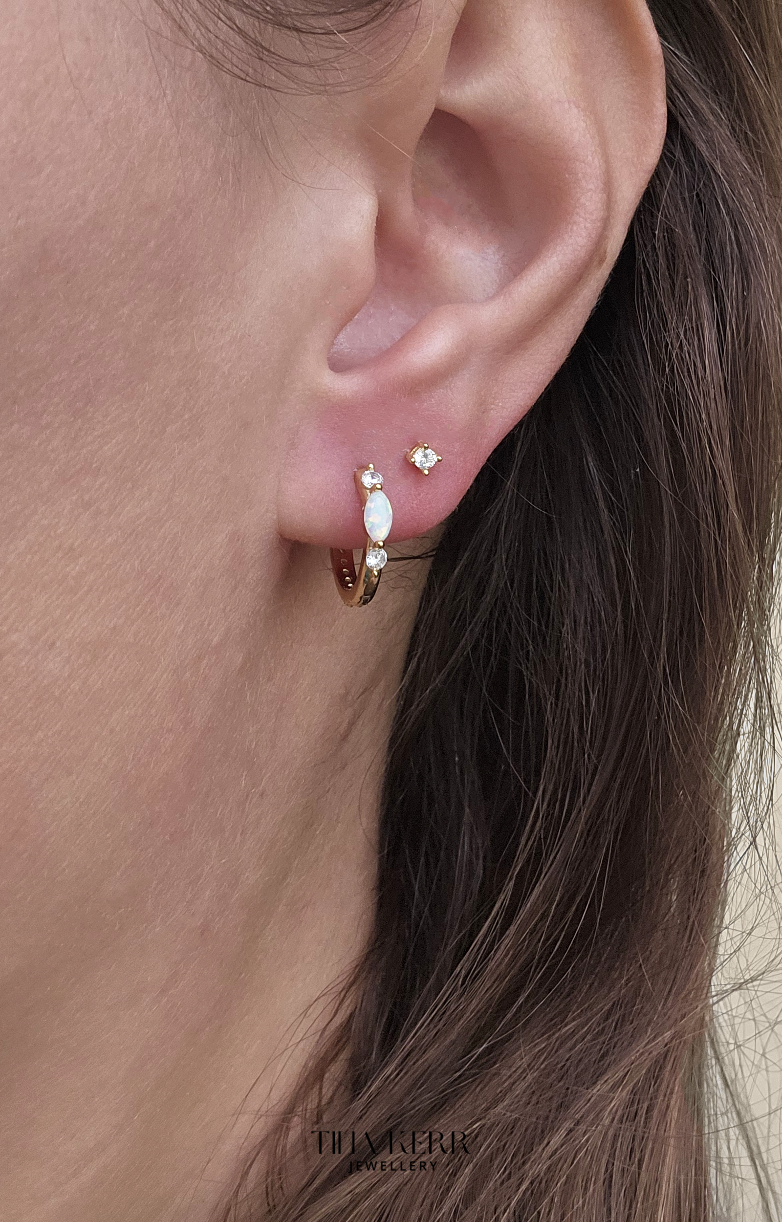 Opal Huggie Hoop Earrings