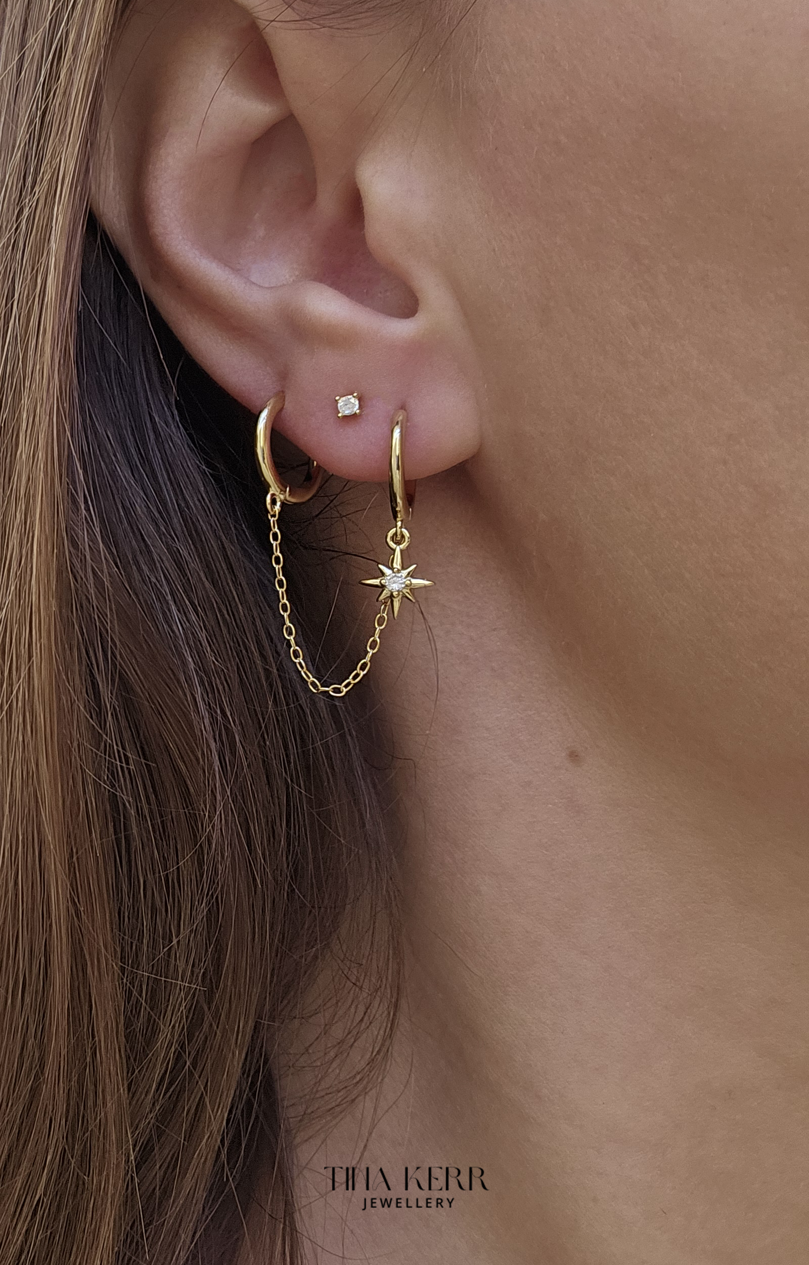 Celestial Dangly Hoop Chain Earring