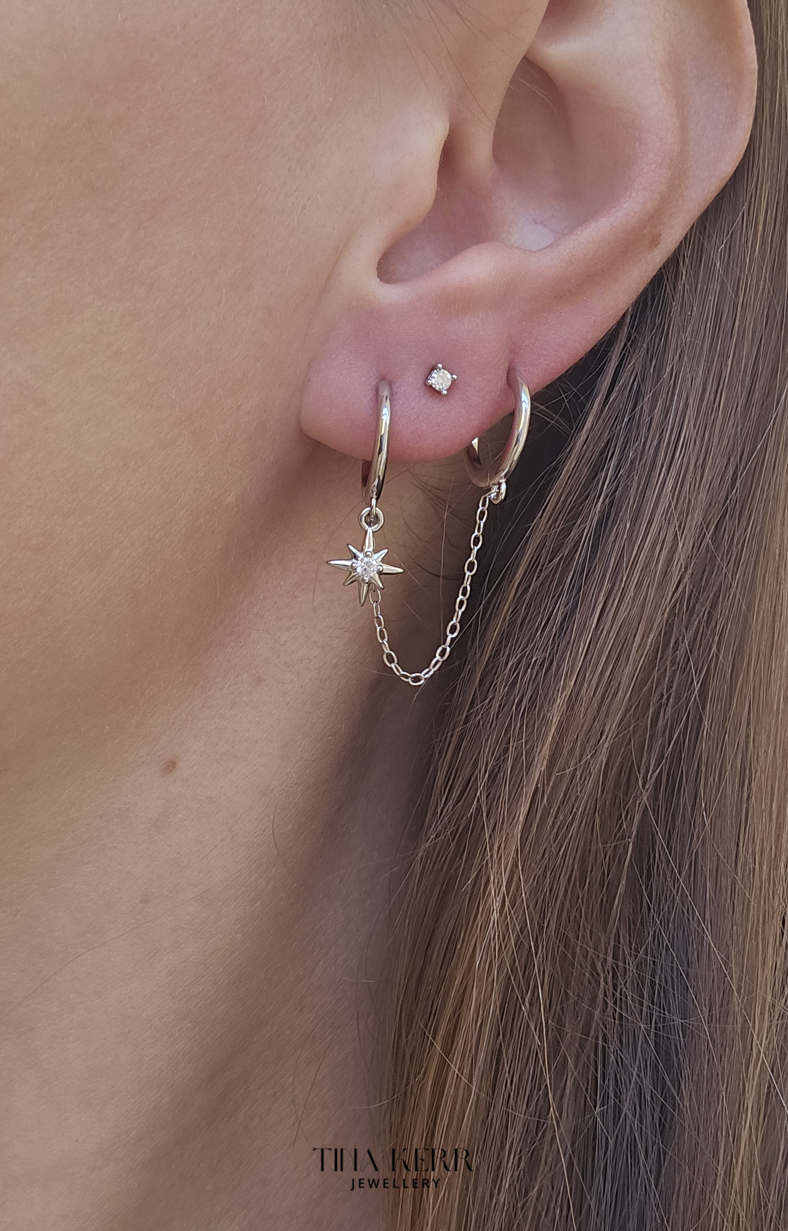 Celestial Dangly Hoop Chain Earring