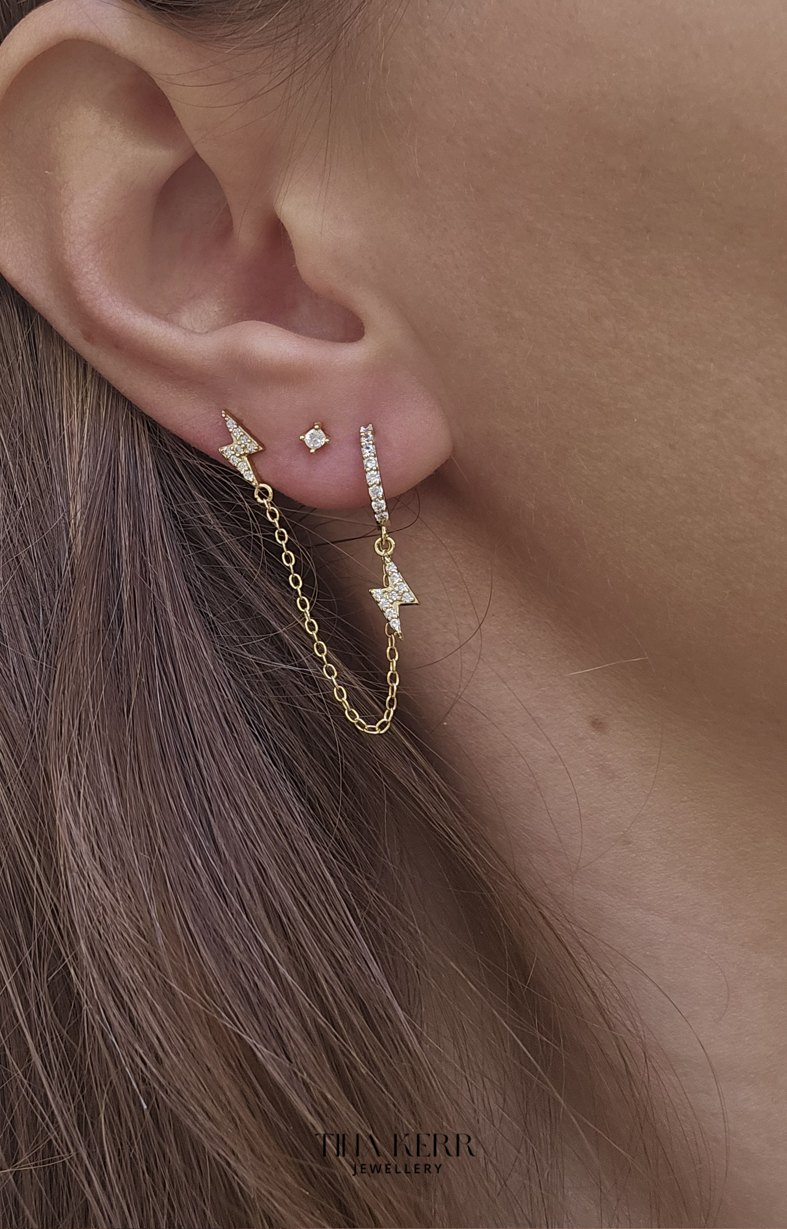 Bolt Dangly Hoop Chain Earring