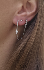 Bolt Dangly Hoop Chain Earring