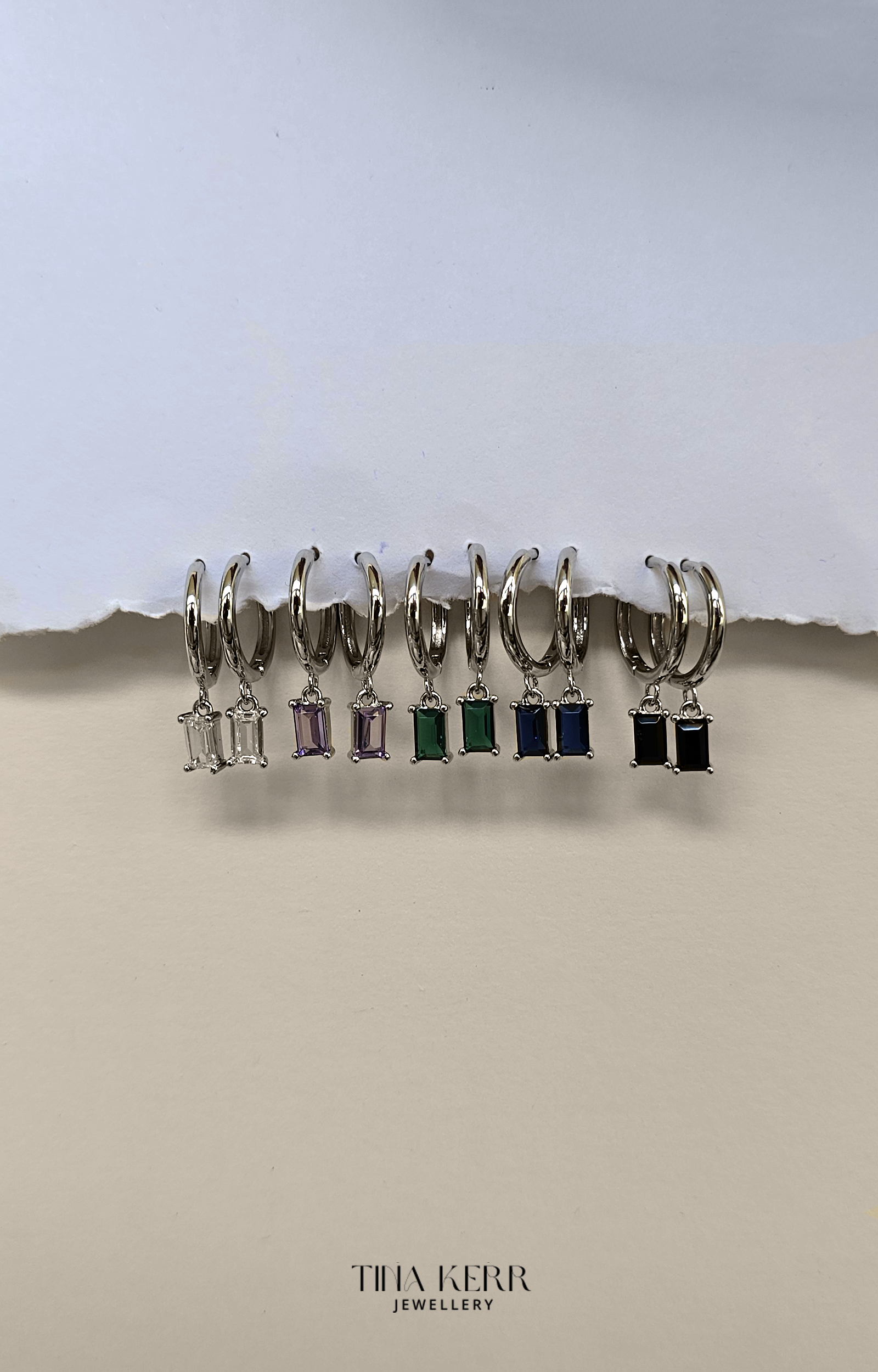 Baguette Dangly Hoop Earrings