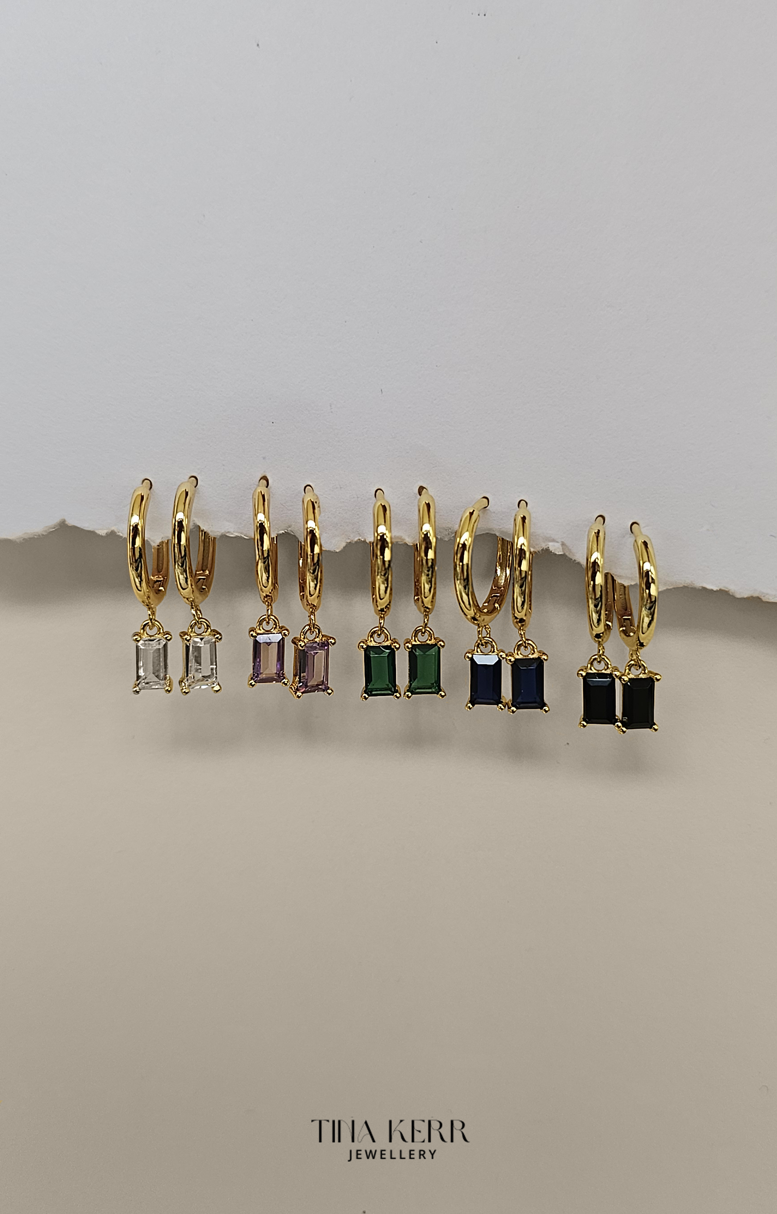 Baguette Dangly Hoop Earrings